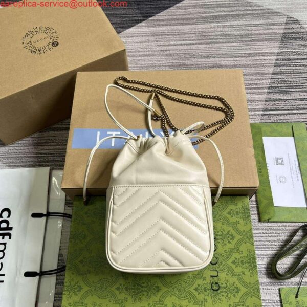 Replica Gucci 746433 GG Marmont Mini Bucket Bag White 3