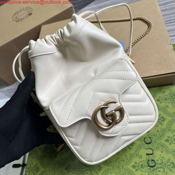 Replica Gucci 746433 GG Marmont Mini Bucket Bag White 4