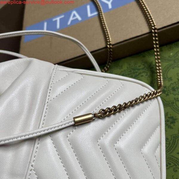 Replica Gucci 746433 GG Marmont Mini Bucket Bag White 8