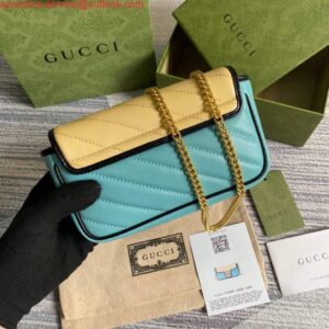 Replica Gucci GG Marmont mini bag 574969 Blue and Apricot