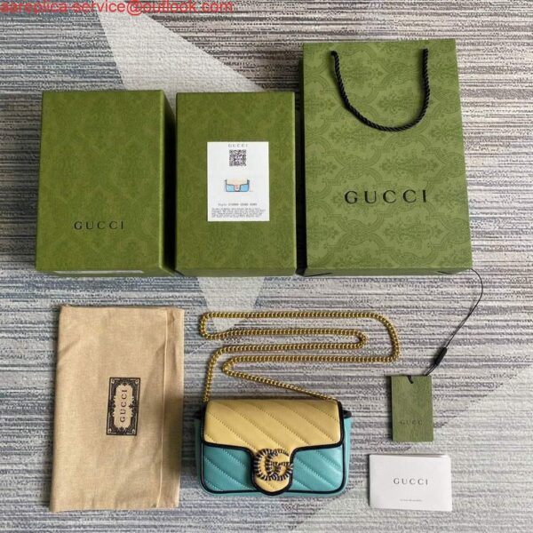 Replica Gucci GG Marmont mini bag 574969 Blue and Apricot 10