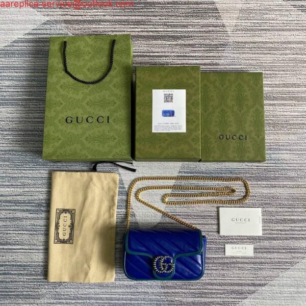 Replica Gucci GG Marmont super mini bag 574969 Blue 10