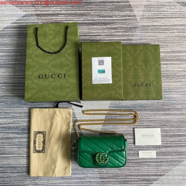 Replica Gucci GG Marmont super mini bag 574969 Green 10