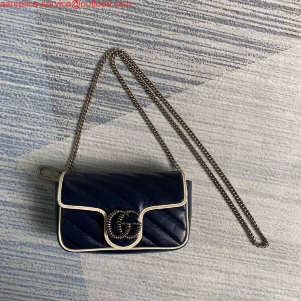 Replica Gucci GG Marmont super mini bag 574969 Navy Blue 2