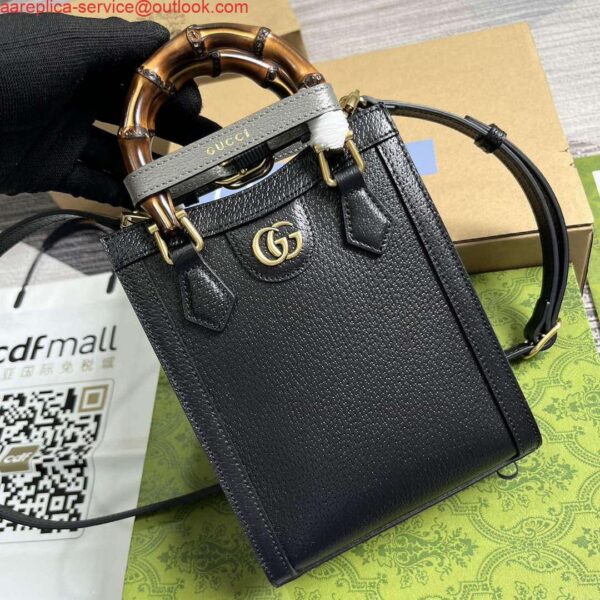 Replica Gucci 739079 Diana Mini Tote Bag Black Leather 5