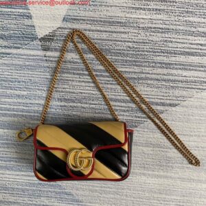 Replica Gucci Online Exclusive GG Marmont mini bag Gucci 574969 Black and Apricot 2