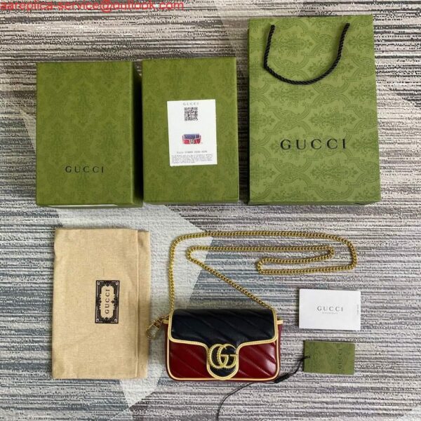 Replica Gucci Online Exclusive GG Marmont mini bag Gucci 574969 Navy and Wine Red 9