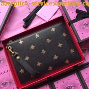 Replica Gucci Bee Star Leather Portfolio Pouch 2