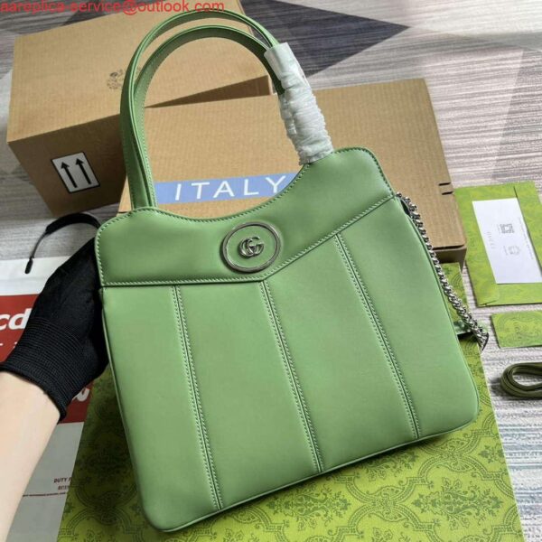 Replica Gucci 745918 Petite GG Small Tote Bag Light green 4