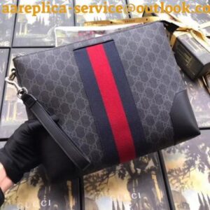 Replica Gucci Black GG Supreme Web Portfolio Pouch 2