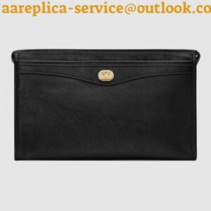 Replica Gucci Black Portfolio Pouch Bag With Interlocking G