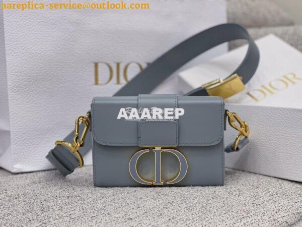 Replica Dior 30 Montaigne Box Bag with Tonal Enamel CD M9204U Cloud Bl