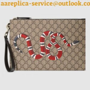 Replica Gucci Kingsnake Print GG Supreme Portfolio Pouch