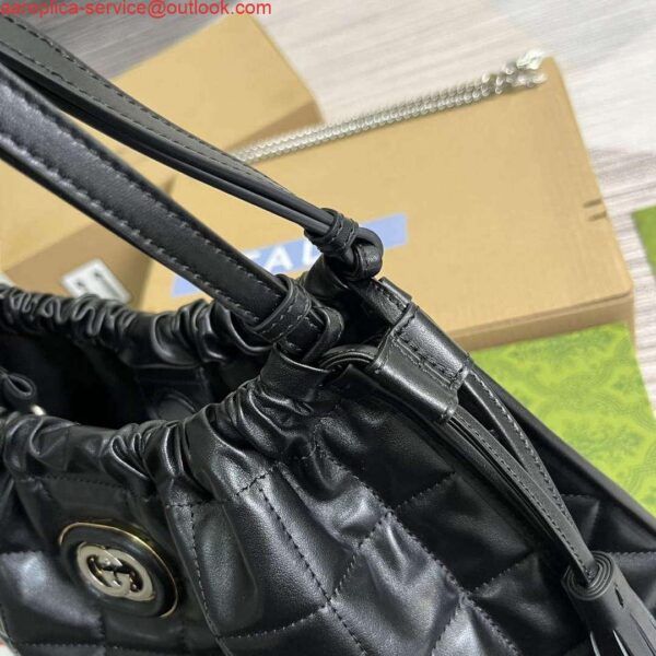 Replica Gucci 746210 Gucci Deco Medium Tote Bag Black 4