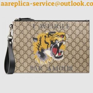 Replica Replica Gucci Tiger Print GG Supreme Portfolio Pouch