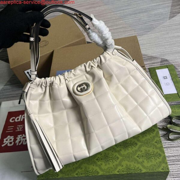 Replica Gucci 746210 Gucci Deco Medium Tote Bag White 5