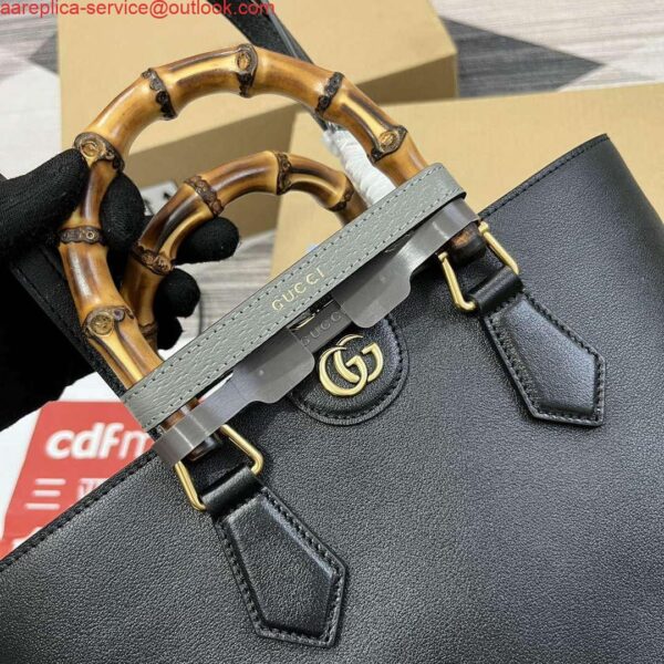 Replica Gucci 750394 Gucci Diana Medium Tote Bag Black leather 6