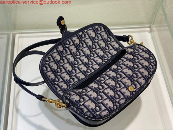 Replica Dior M9327 Bobby bag East West Oblique Jacquard Navy Blue Box Calfskin 8