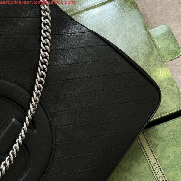 Replica Gucci 751516 Blondie Medium Tote bag in black leather 8