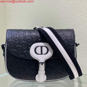 Replica Dior Bobby Bag Medium Perforated M9319 Black calfskin with Dior Oblique motif