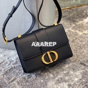 Replica Dior 30 Montaigne Grained Calfskin Bag in Black