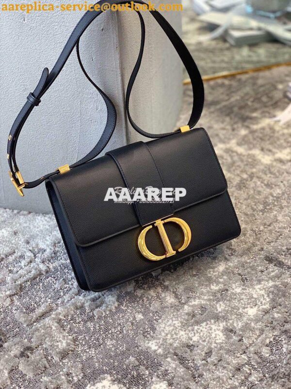 Replica Dior 30 Montaigne Grained Calfskin Bag in Black 3