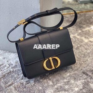 Replica Dior 30 Montaigne Grained Calfskin Bag in Black 2