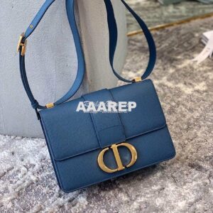 Replica Dior 30 Montaigne Grained Calfskin Bag in Denim Blue