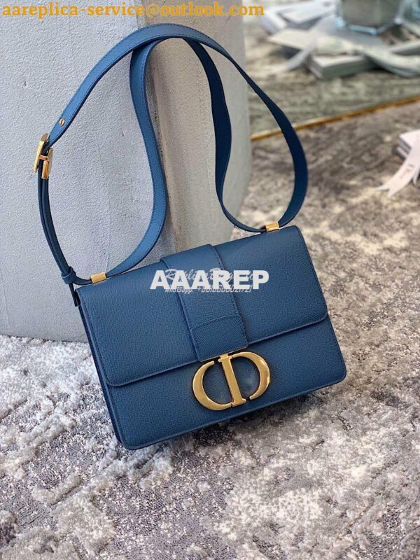 Replica Dior 30 Montaigne Grained Calfskin Bag in Denim Blue 3