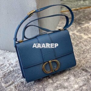 Replica Dior 30 Montaigne Grained Calfskin Bag in Denim Blue 2