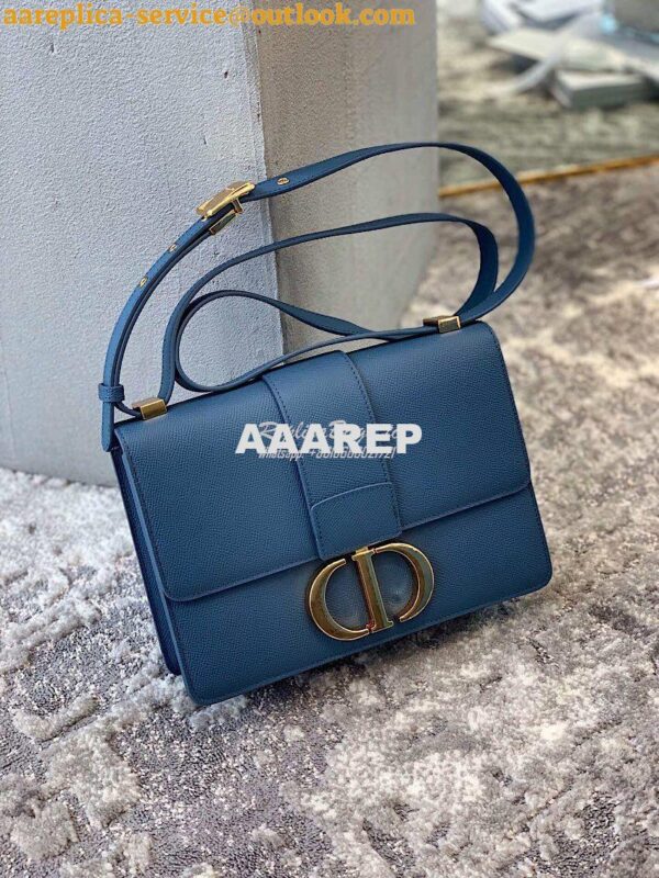 Replica Dior 30 Montaigne Grained Calfskin Bag in Denim Blue 4