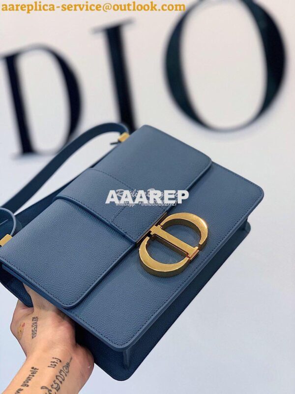 Replica Dior 30 Montaigne Grained Calfskin Bag in Denim Blue 8