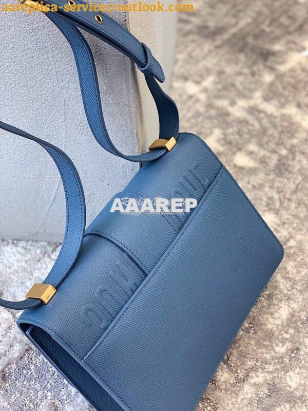 Replica Dior 30 Montaigne Grained Calfskin Bag in Denim Blue 10