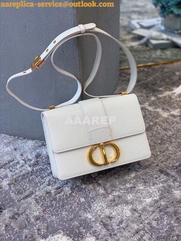 Replica Dior 30 Montaigne Grained Calfskin Bag in White 3