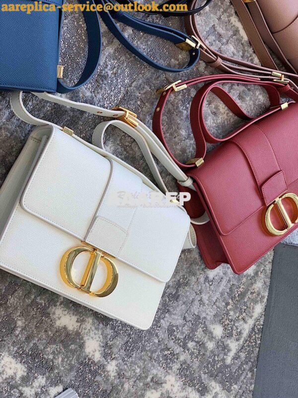 Replica Dior 30 Montaigne Grained Calfskin Bag in White 5