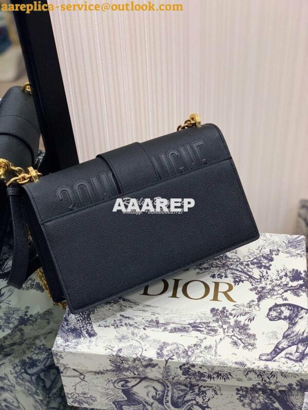 Replica Dior 30 Montaigne Grained Calfskin Bag with Chain M9208 Black 9