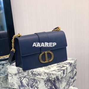 Replica Dior 30 Montaigne Grained Calfskin Bag with Chain M9208 Blue 2