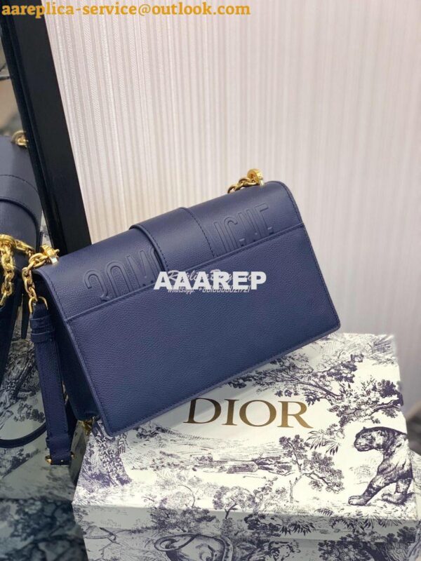 Replica Dior 30 Montaigne Grained Calfskin Bag with Chain M9208 Blue 9