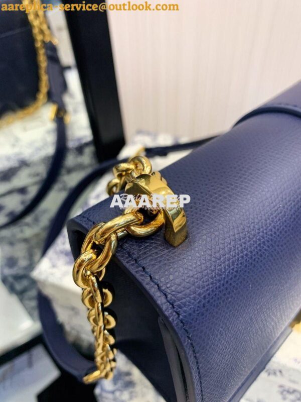 Replica Dior 30 Montaigne Grained Calfskin Bag with Chain M9208 Blue 13