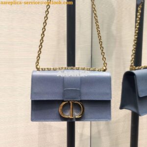 Replica Dior 30 Montaigne Grained Calfskin Bag with Chain M9208 Denim