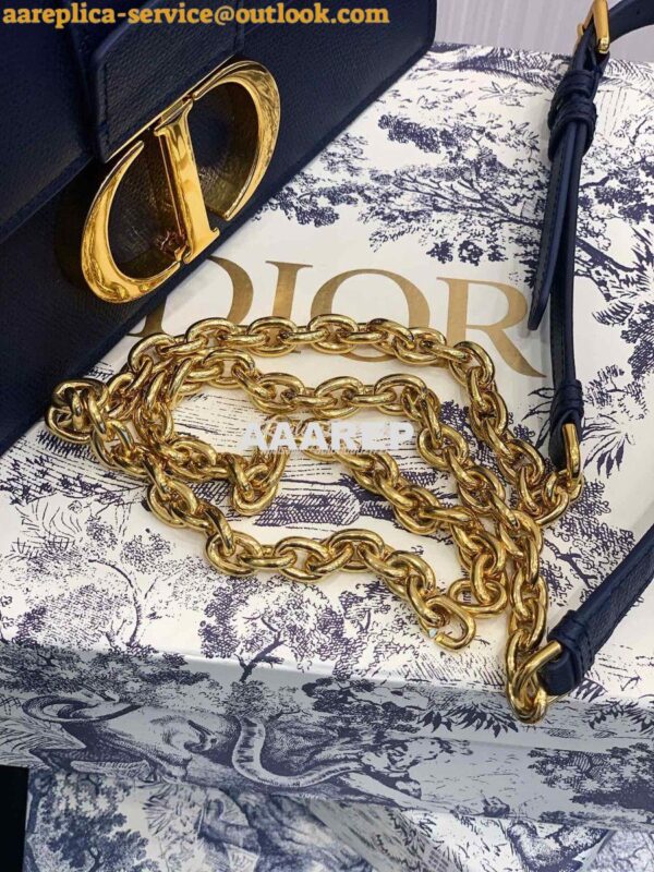 Replica Dior 30 Montaigne Grained Calfskin Bag with Chain M9208 Blue 15