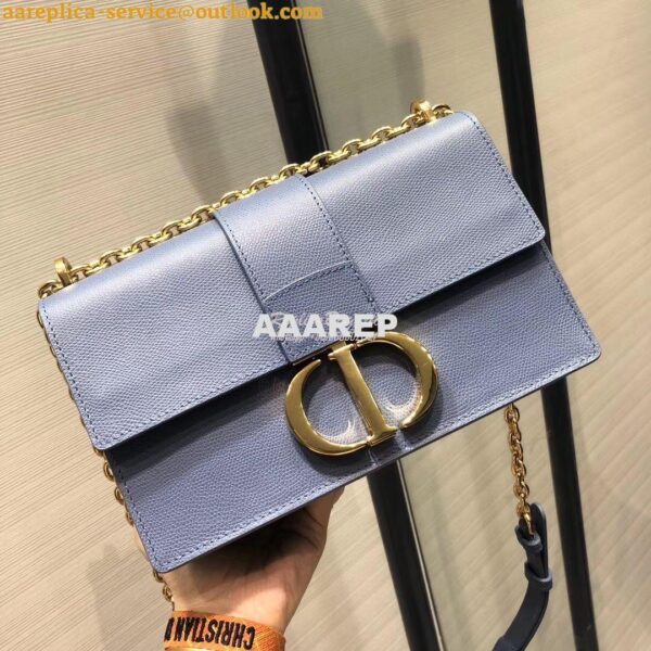 Replica Dior 30 Montaigne Grained Calfskin Bag with Chain M9208 Denim 4