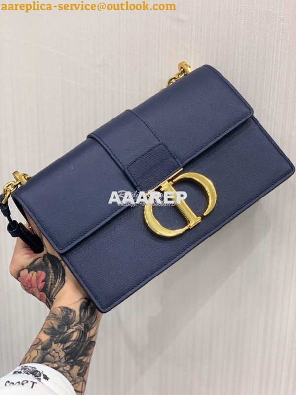 Replica Dior 30 Montaigne Grained Calfskin Bag with Chain M9208 Blue 19