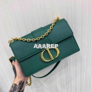 Replica Dior 30 Montaigne Grained Calfskin Bag with Chain M9208 Green 2