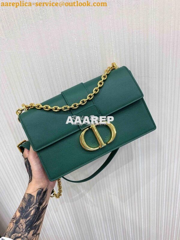 Replica Dior 30 Montaigne Grained Calfskin Bag with Chain M9208 Green 4