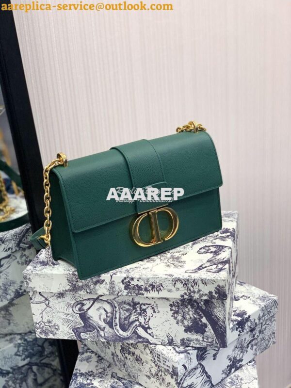 Replica Dior 30 Montaigne Grained Calfskin Bag with Chain M9208 Green 5