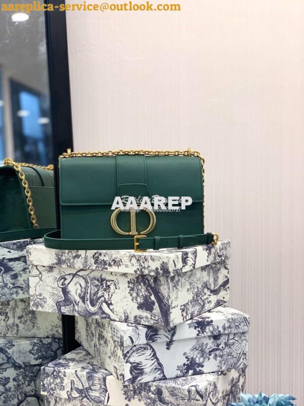 Replica Dior 30 Montaigne Grained Calfskin Bag with Chain M9208 Green 6