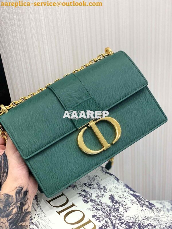 Replica Dior 30 Montaigne Grained Calfskin Bag with Chain M9208 Green 7