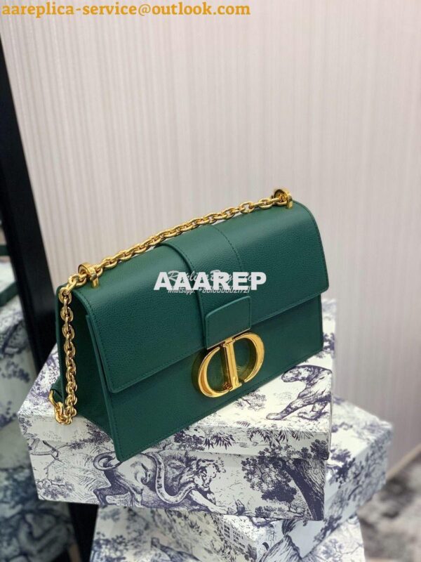 Replica Dior 30 Montaigne Grained Calfskin Bag with Chain M9208 Green 9