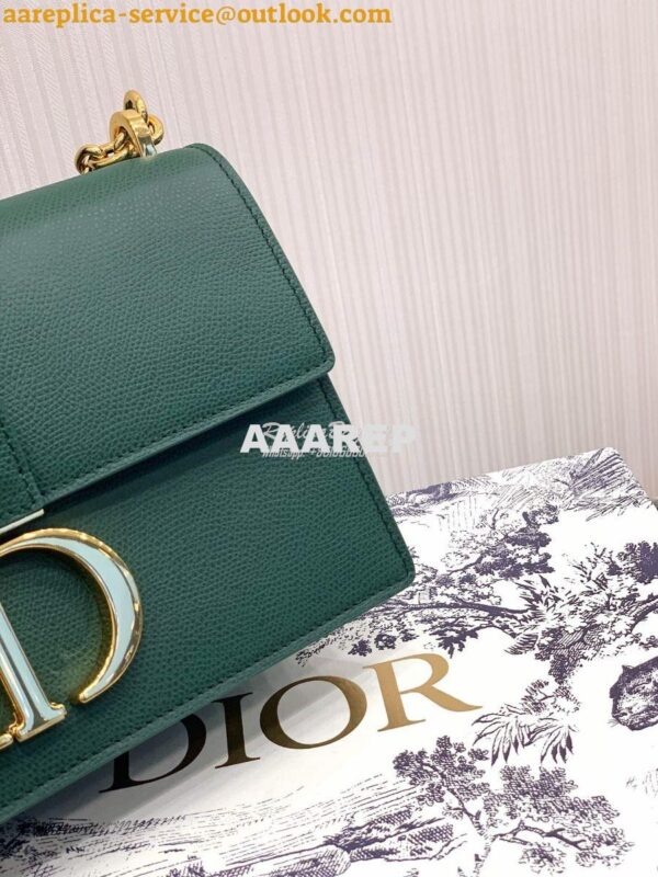 Replica Dior 30 Montaigne Grained Calfskin Bag with Chain M9208 Green 11